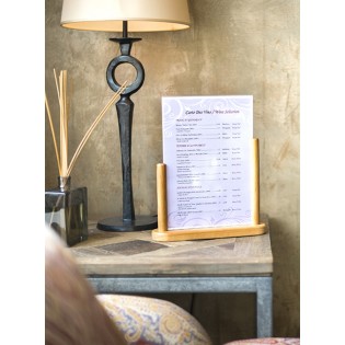 Porte menu de table cadre bois coloris Teck recto / verso - Affichage menu restaurant