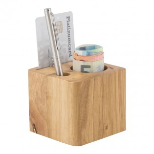 Porte-addition en bois modèle Cube (stylo inclus)