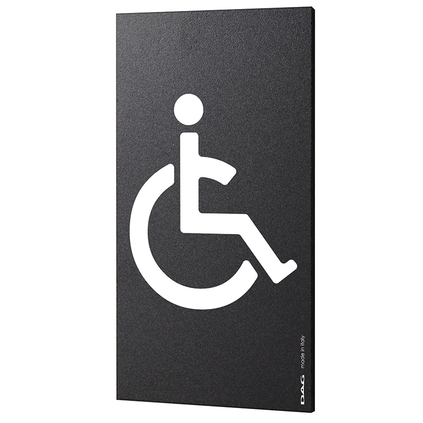 Plaque de porte pictogramme handicapé - Signalétique WC toilettes PMR 