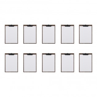 Lot de 10 porte-menu clipboard A4 en noyer