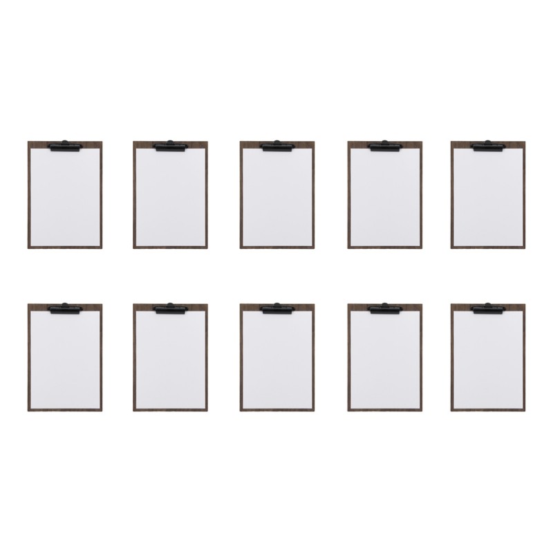 Lot de 10 porte-menu clipboard A4 en noyer