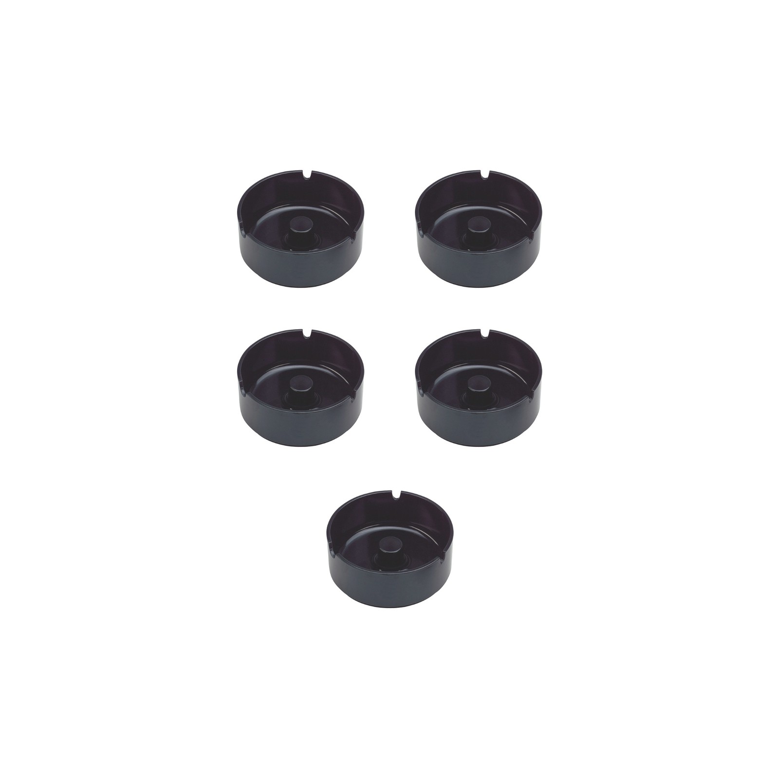 Lot de 5 cendriers en mélamine couleur noir diamètre 9.5 cm - Accessoires bar restaurant
