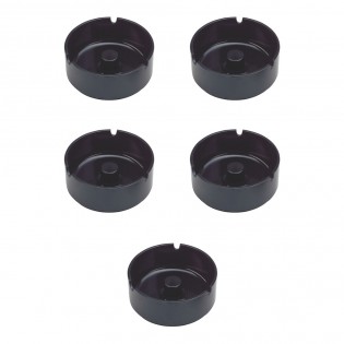 Lot de 5 cendriers en mélamine couleur noir diamètre 9.5 cm - Accessoires bar restaurant