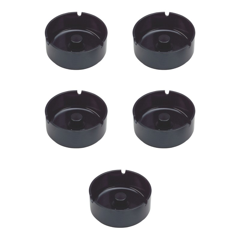 Lot de 5 cendriers en mélamine couleur noir diamètre 9.5 cm - Accessoires bar restaurant