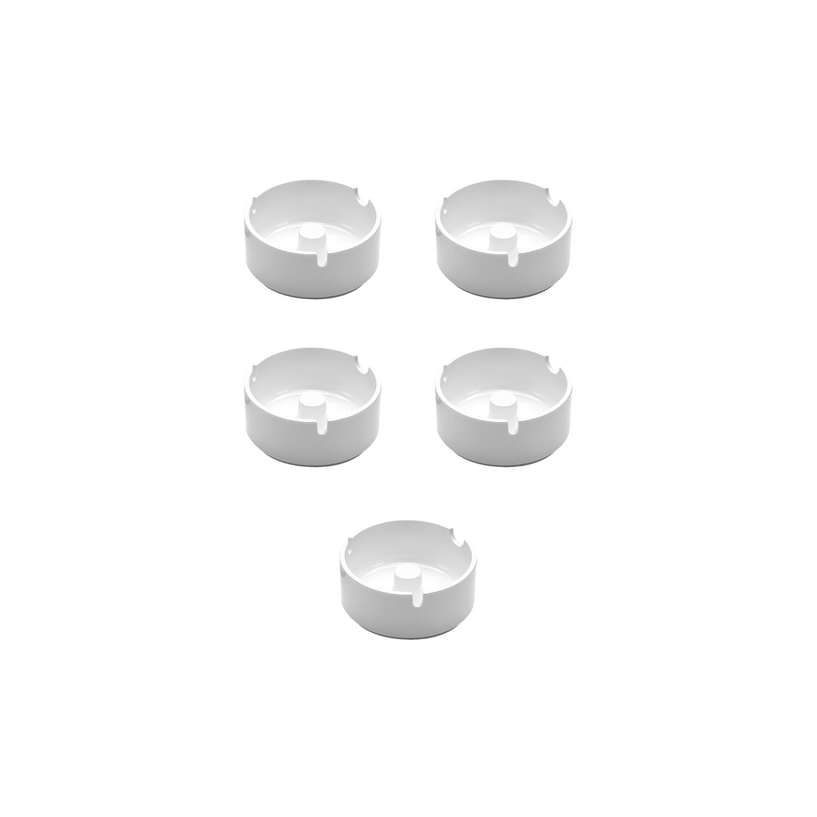 Lot de 5 cendriers en mélamine couleur blanc diamètre 10 cm - Accessoires bar restaurant