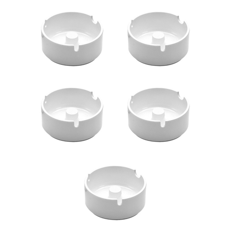 Lot de 5 cendriers en mélamine couleur blanc diamètre 10 cm - Accessoires bar restaurant