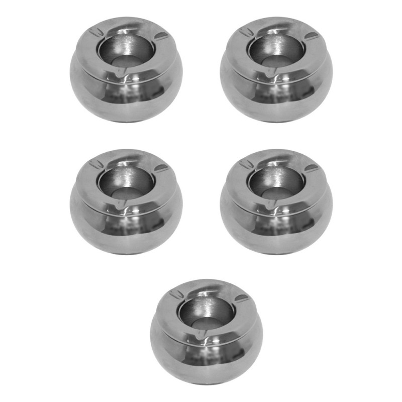 Lot 5 cendriers extérieurs INOX Anti-vent diamètre 10 cm - Accessoires bar restaurant hôtel