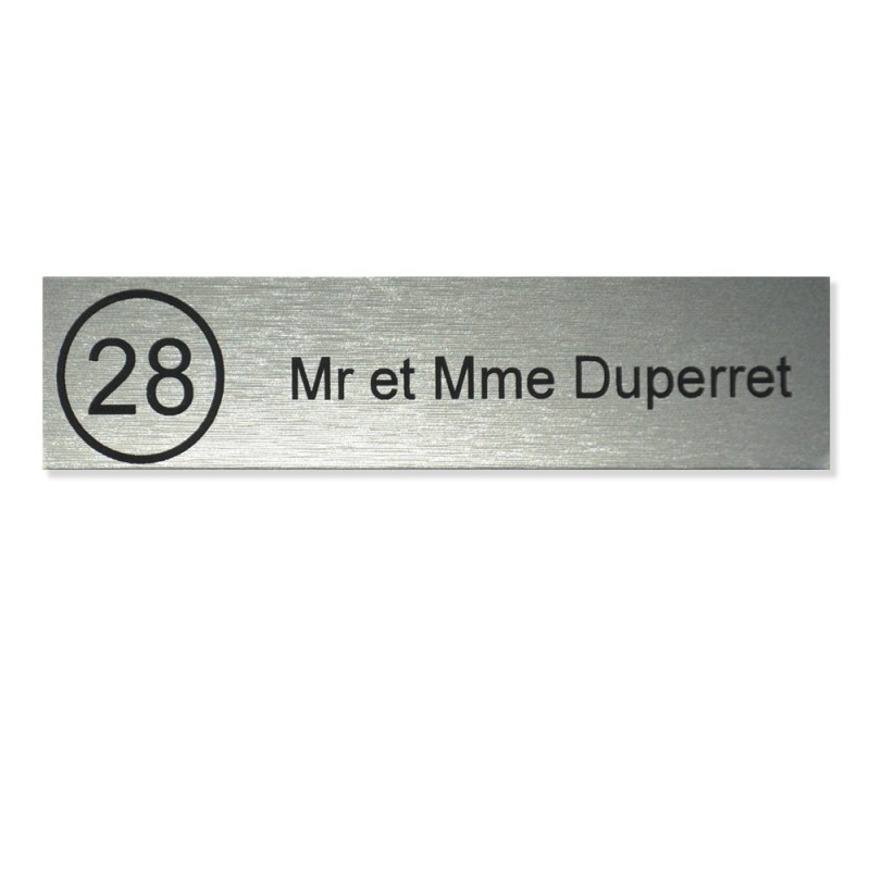 Plaque boite aux lettres NUMERO Edelen (99x24mm) gris argent lettres noires - 1 ligne