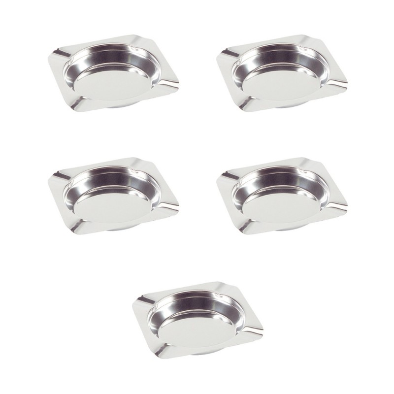 Lot de 5 cendriers carrés en INOX 12 x 12 cm - Accessoires restauration hôtellerie