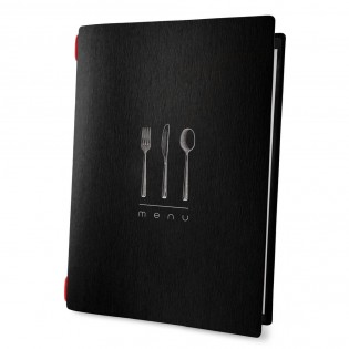 Protège menu noir format A4 design effet craie 1 insert modèle SIGN - Dag Style