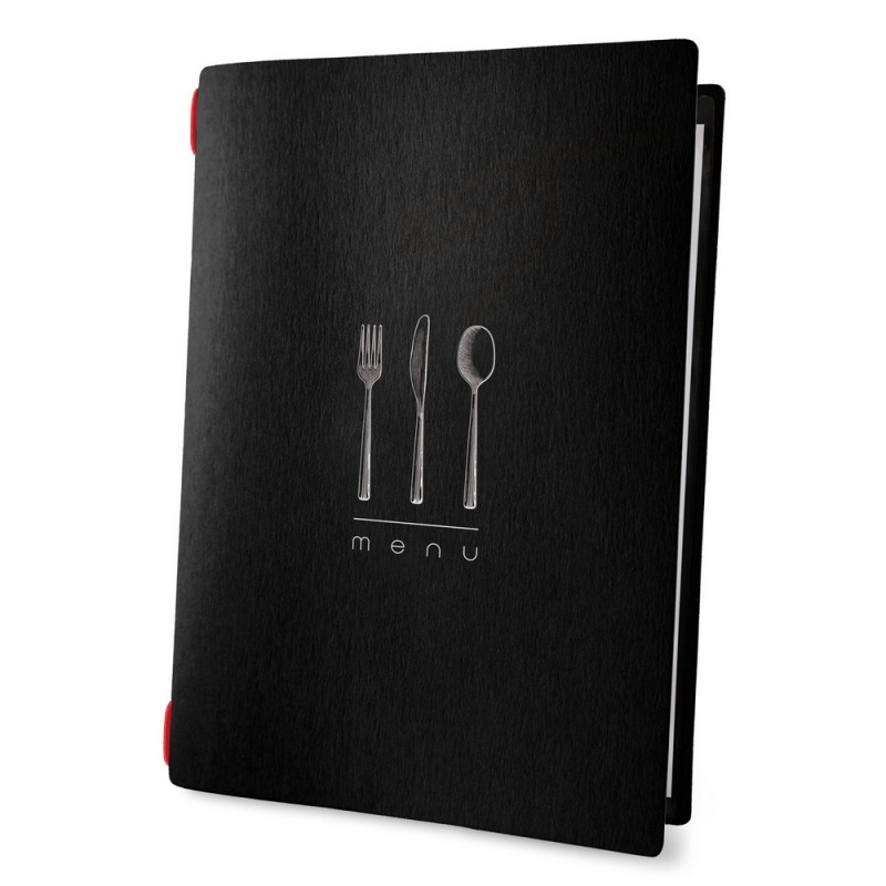 Protège menu noir format A4 design effet craie 1 insert modèle SIGN - Dag Style