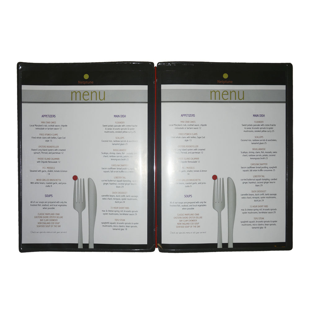 Protège menu noir élégant format A4 1 insert modèle DINNER - Dag Style