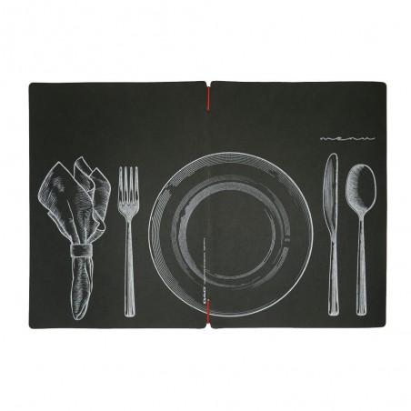 Protège menu noir format A4 design effet craie 1 insert modèle SET - Dag Style