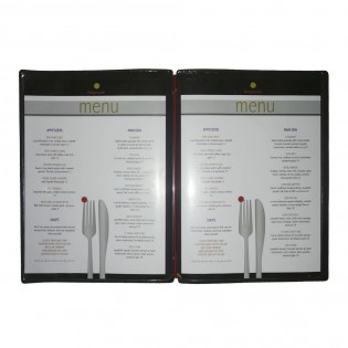 Lot 10 protèges menu noir design format A4 1 insert modèle SIGN - Dag Style
