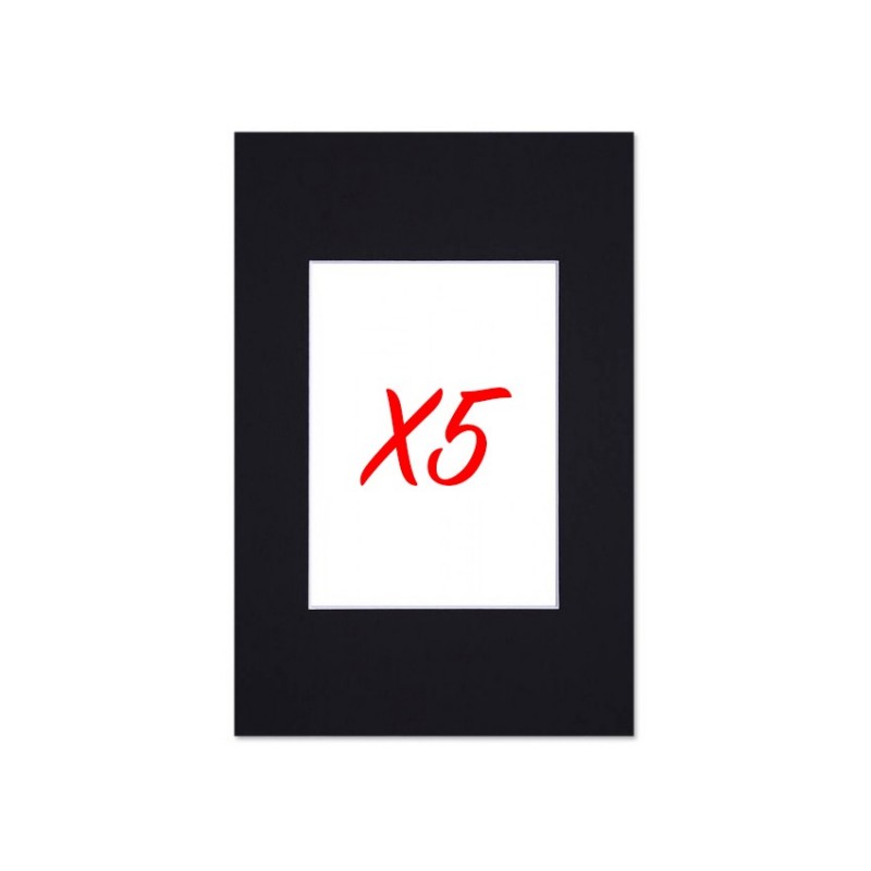 Lot de 5 passe-partouts standard noir pour cadre et encadrement photo - Nielsen - Cadre 20 x 30 cm - Ouverture 12 x 17 cm