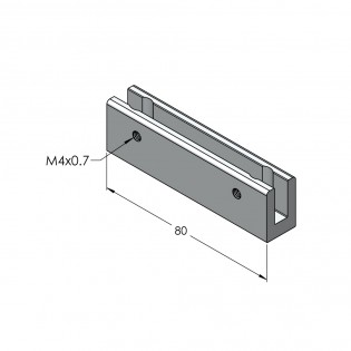 Fixation murale percée en drapeau pour panneau signalétique max 8mm - Longueur 80mm