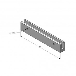 Fixation murale percée en drapeau pour panneau signalétique max 6mm - Longueur 120mm