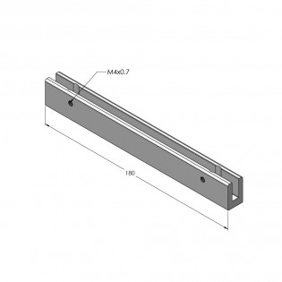 Fixation murale percée en drapeau pour panneau signalétique max 8mm - Longueur 180mm