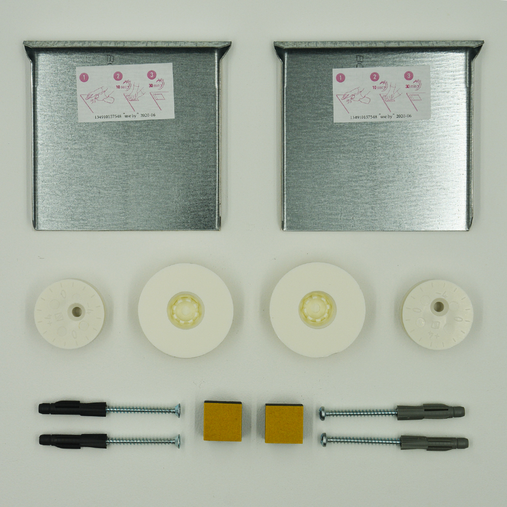 Kit de fixation murale pour miroir, Dibond, signalétique réglable (latéral et hauteur) - Charge maxi 12 kg - SAFECLIX