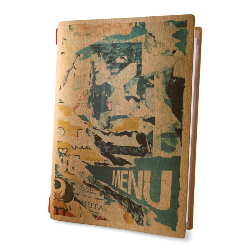 Protège menu format A4 couleur naturel 1 insert modèle STREET ART - Dag Style Protège menu format A4 couleur naturel 1 insert modèle STREET ART - Dag Style
