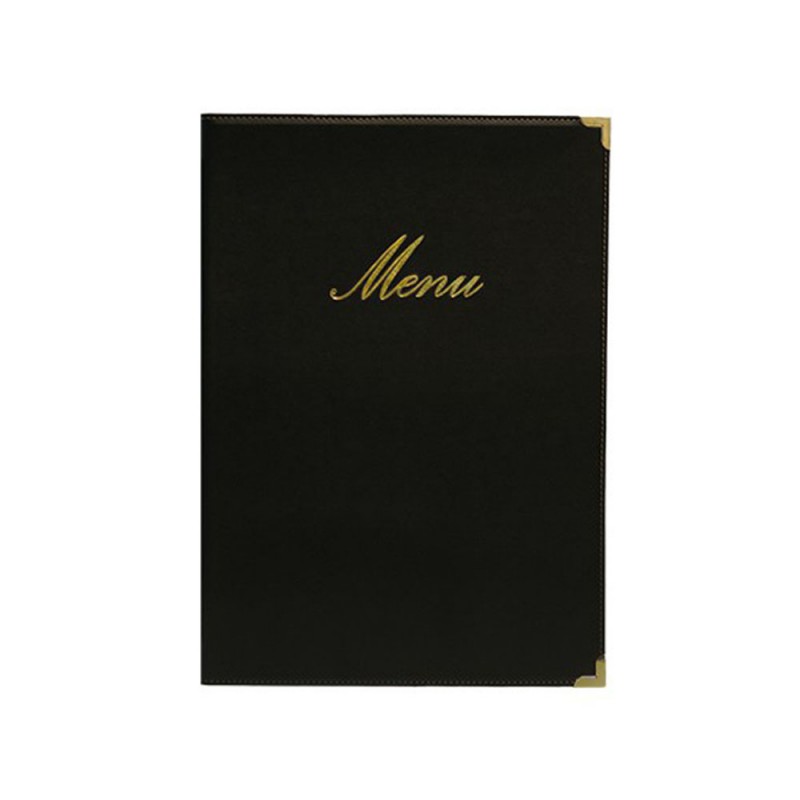 Lot 10 protège-menu Classique format A4 couleur noir - Porte menu hôtel restaurant - Securit
