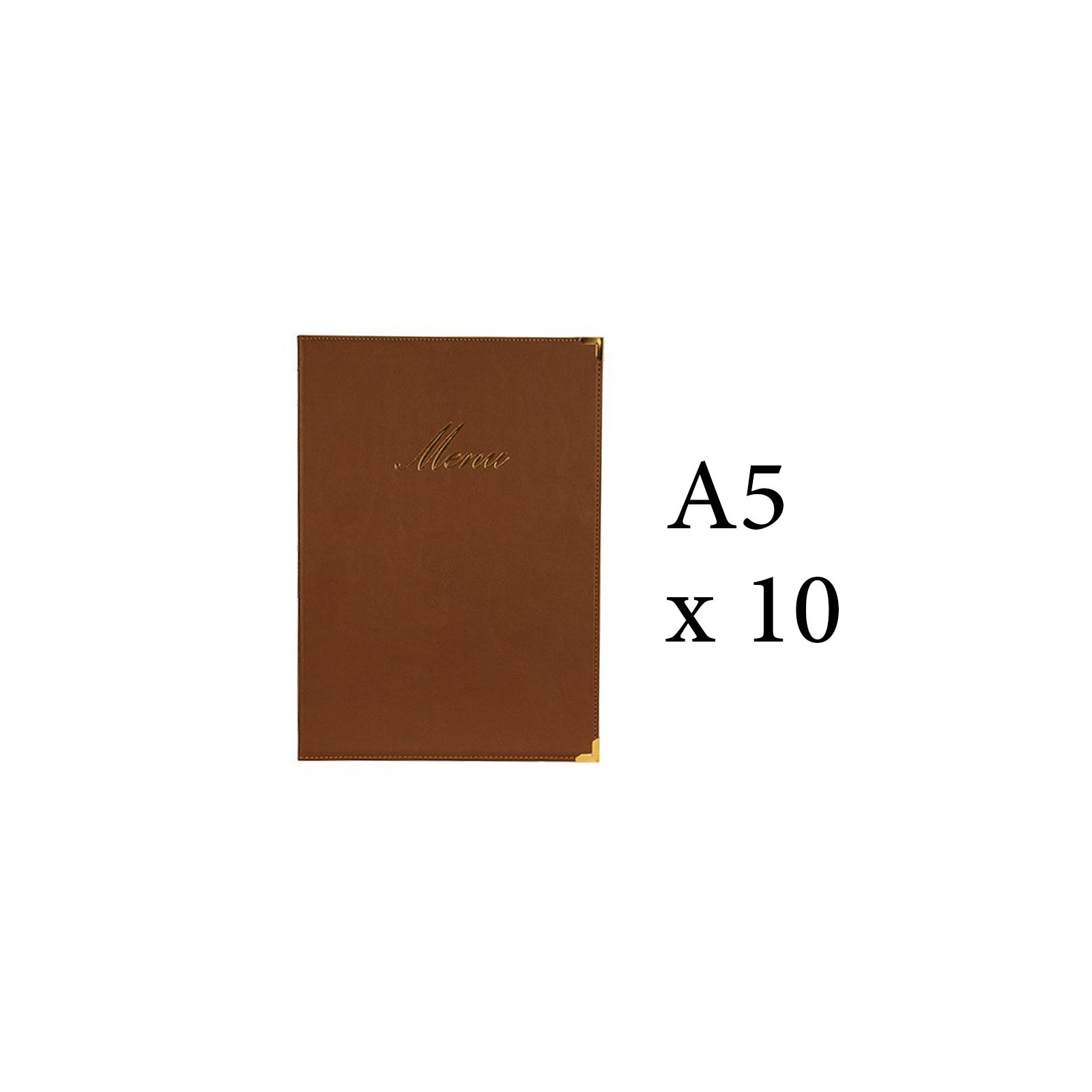 Lot 10 protège-menu Classique format A5 couleur marron - Porte menu hôtel restaurant - Securit