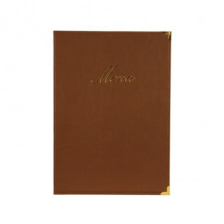 Lot 10 protège-menu Classique format A5 couleur marron - Porte menu hôtel restaurant - Securit