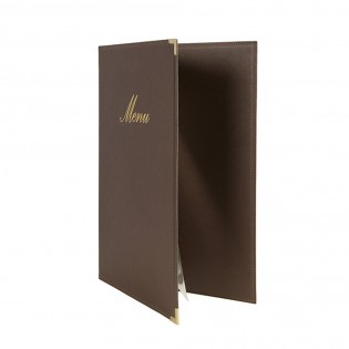 Lot 10 protège-menu Classique format A5 couleur marron - Porte menu hôtel restaurant - Securit
