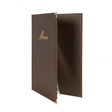 Lot 10 protège-menu Classique format A5 couleur marron - Porte menu hôtel restaurant - Securit