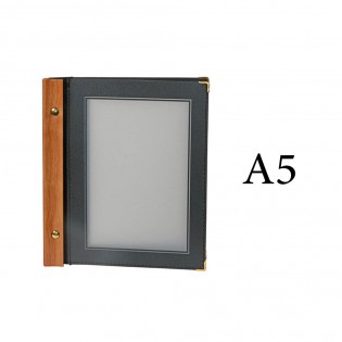 Protège menu noir WOOD + 2 inserts format A5 pour hôtel restaurant - Securit