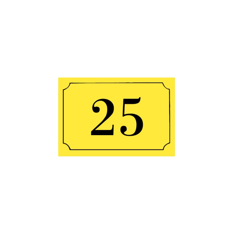 Numéro de maison / rue gravé et personnalisé couleur jaune chiffres noirs - Signalétique extérieure