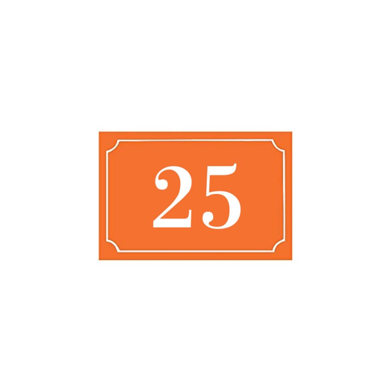 Numéro de maison / rue gravé et personnalisé couleur orange chiffres blancs - Signalétique extérieure