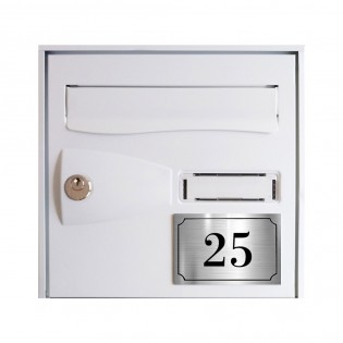 Numéro de maison / rue gravé et personnalisé couleur argent chiffres noirs - Signalétique extérieure