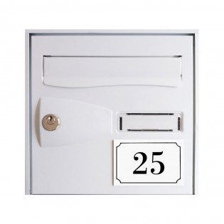Numéro de maison / rue gravé et personnalisé couleur blanc chiffres noirs - Signalétique extérieure