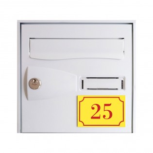 Numéro de maison / rue gravé et personnalisé couleur jaune chiffres rouges - Signalétique extérieure