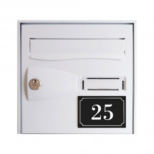 Numéro de maison / rue gravé et personnalisé couleur noir chiffres blancs - Signalétique extérieure