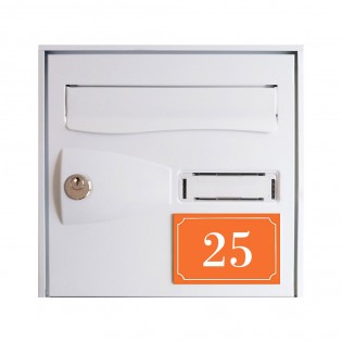 Numéro de maison / rue gravé et personnalisé couleur orange chiffres blancs - Signalétique extérieure