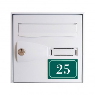 Numéro de maison / rue gravé et personnalisé couleur vert foncé chiffres blancs - Signalétique extérieure