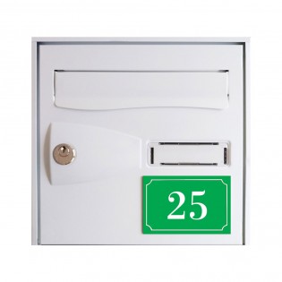 Numéro de maison / rue gravé et personnalisé couleur vert pomme chiffres blancs - Signalétique extérieure