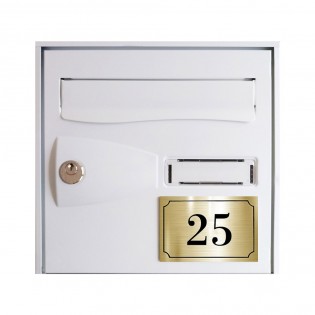 Numéro de maison / rue gravé et personnalisé couleur or brossé chiffres noirs - Signalétique extérieure