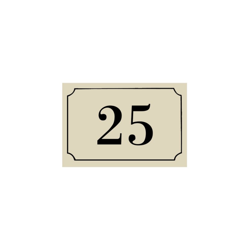 Numéro de maison / rue gravé et personnalisé couleur beige chiffres noirs - Signalétique extérieure