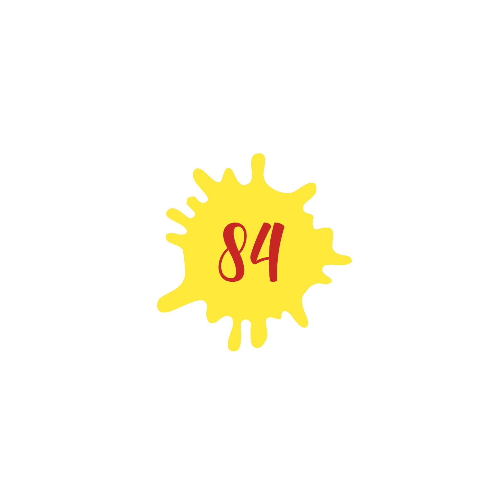 Numéro fantaisie personnalisable pour boite aux lettres couleur jaune chiffres rouges - Modèle Splash