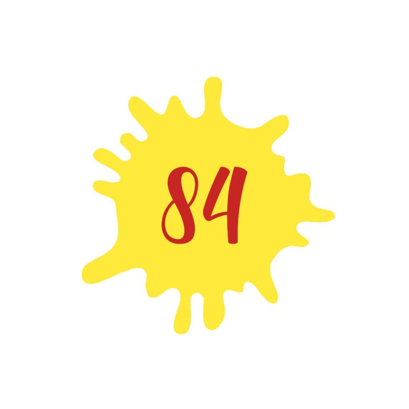 Numéro fantaisie personnalisable pour boite aux lettres couleur jaune chiffres rouges - Modèle Splash Numéro fantaisie personnalisable pour boite aux lettres couleur jaune chiffres rouges - Modèle Splash
