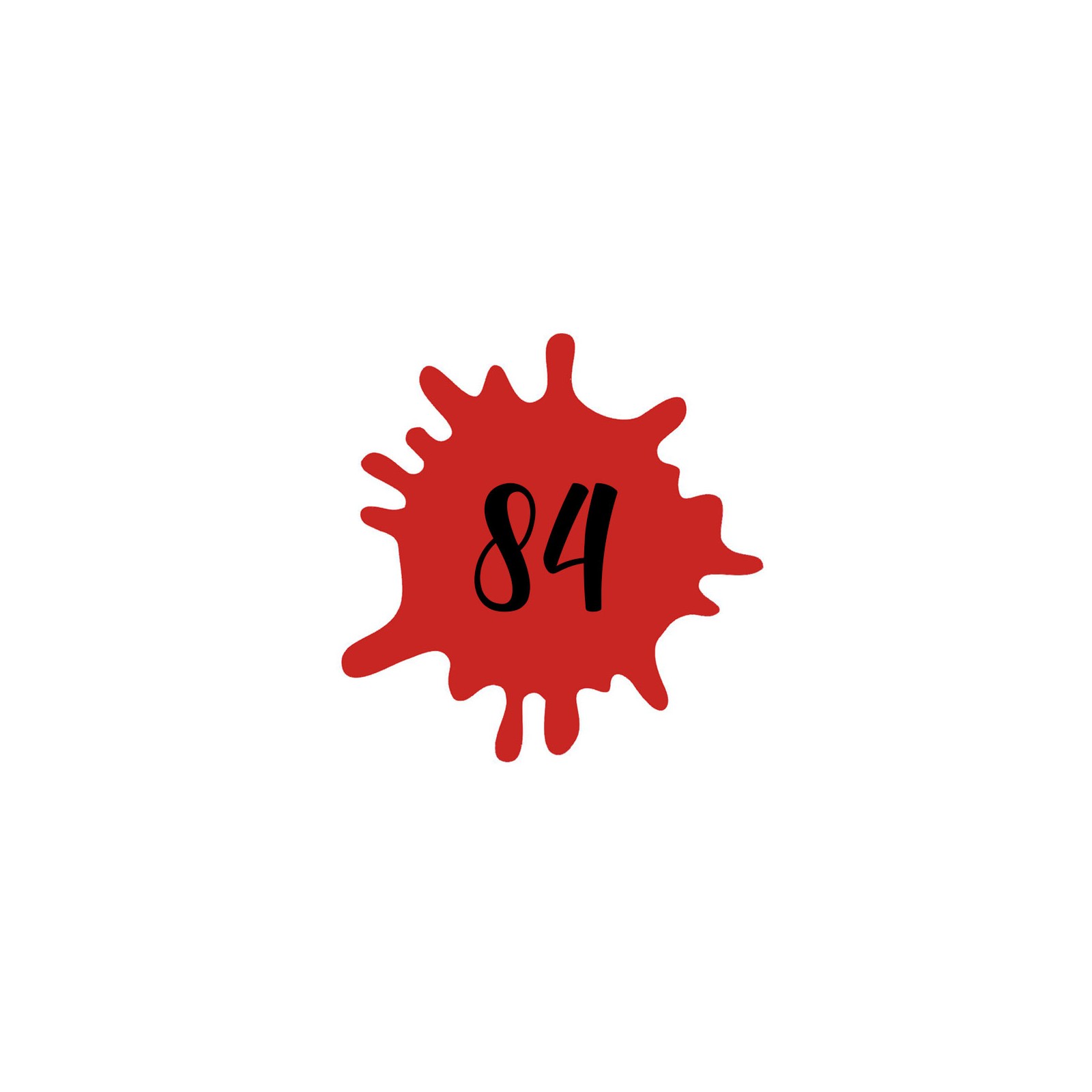 Numéro fantaisie personnalisable pour boite aux lettres couleur rouge chiffres noirs - Modèle Splash