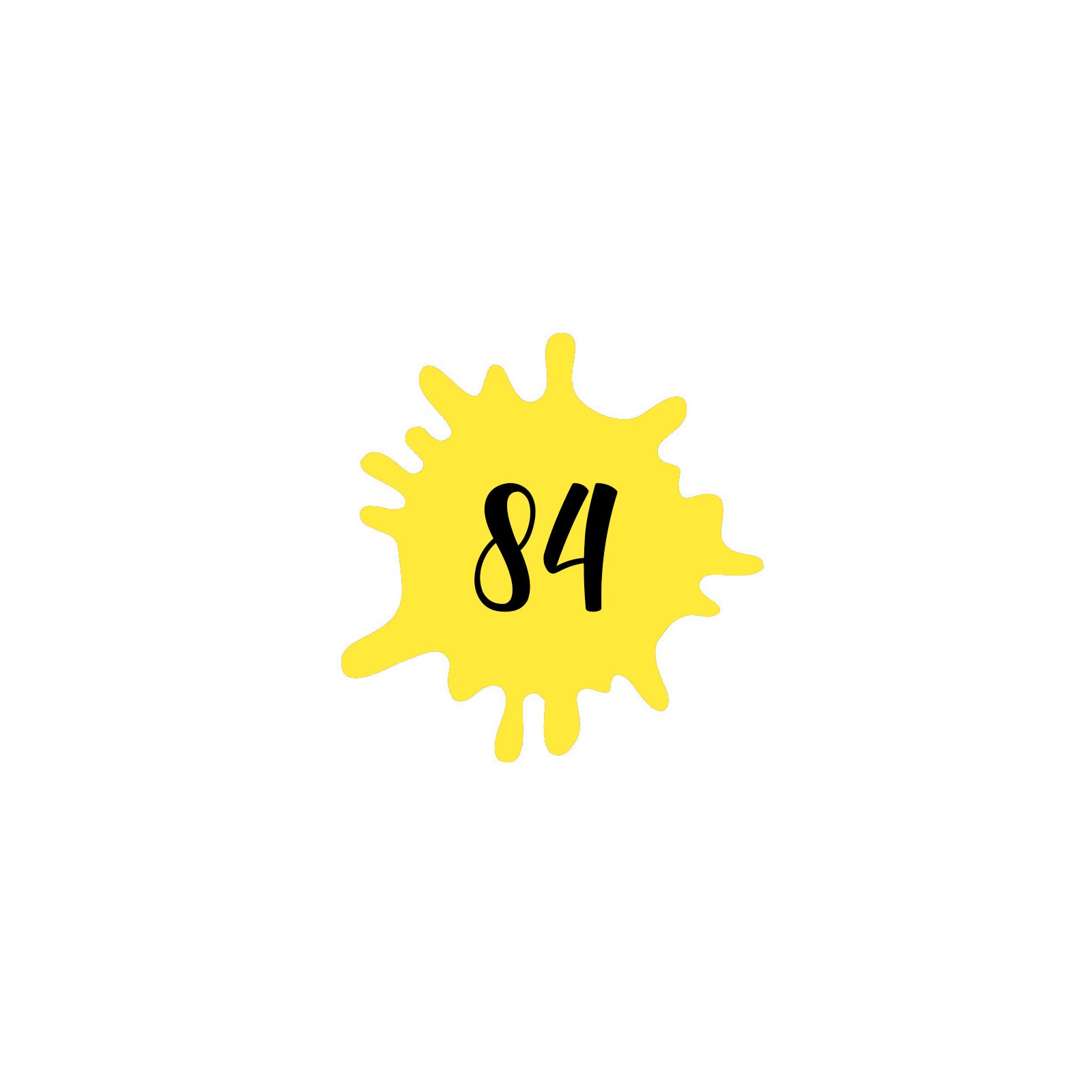 Numéro fantaisie personnalisable pour boite aux lettres couleur jaune chiffres noirs - Modèle Splash