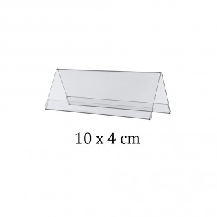 Chevalet porte nom double face en plexiglass - 10 x 4 cm