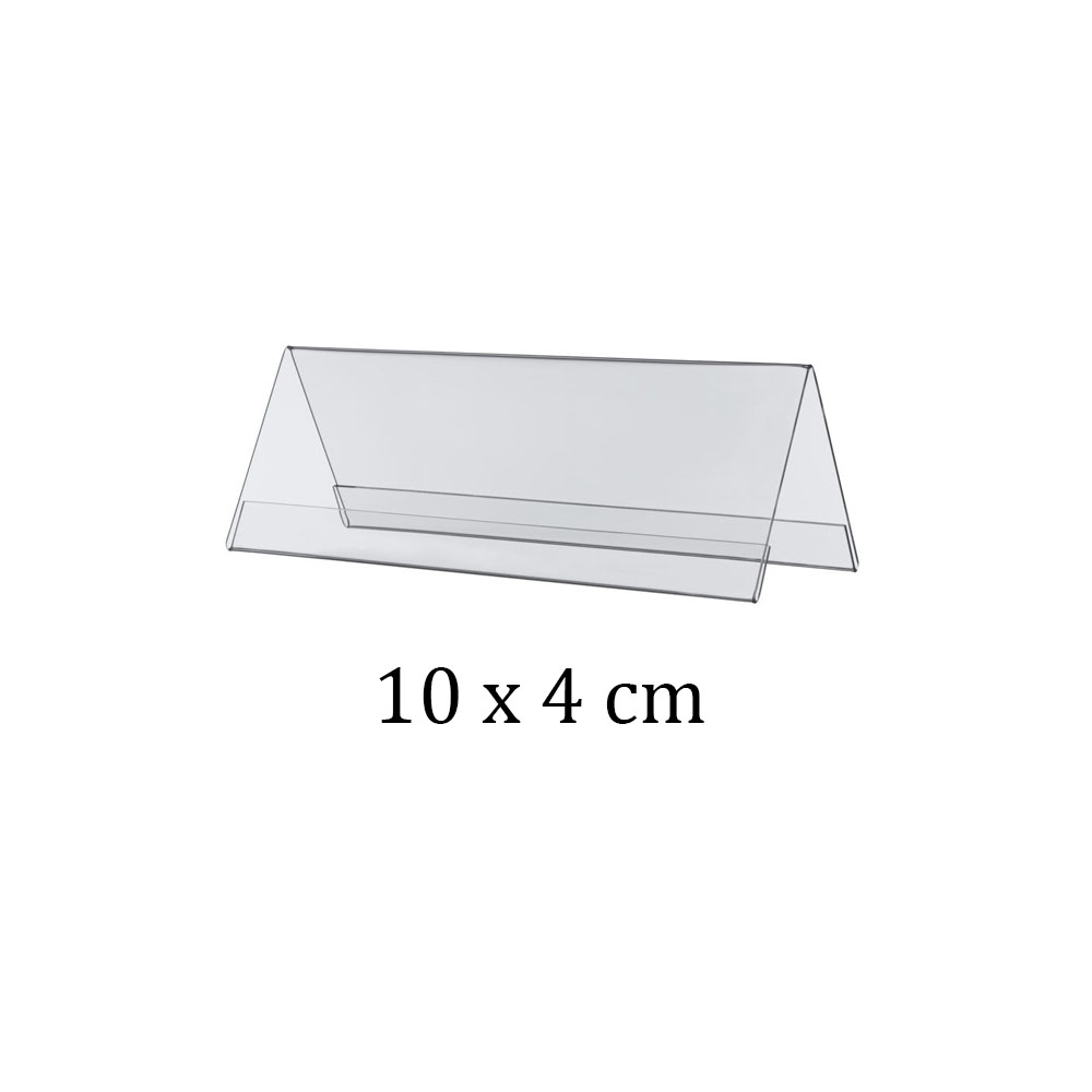 Chevalet porte nom double face en plexiglass - 10 x 4 cm