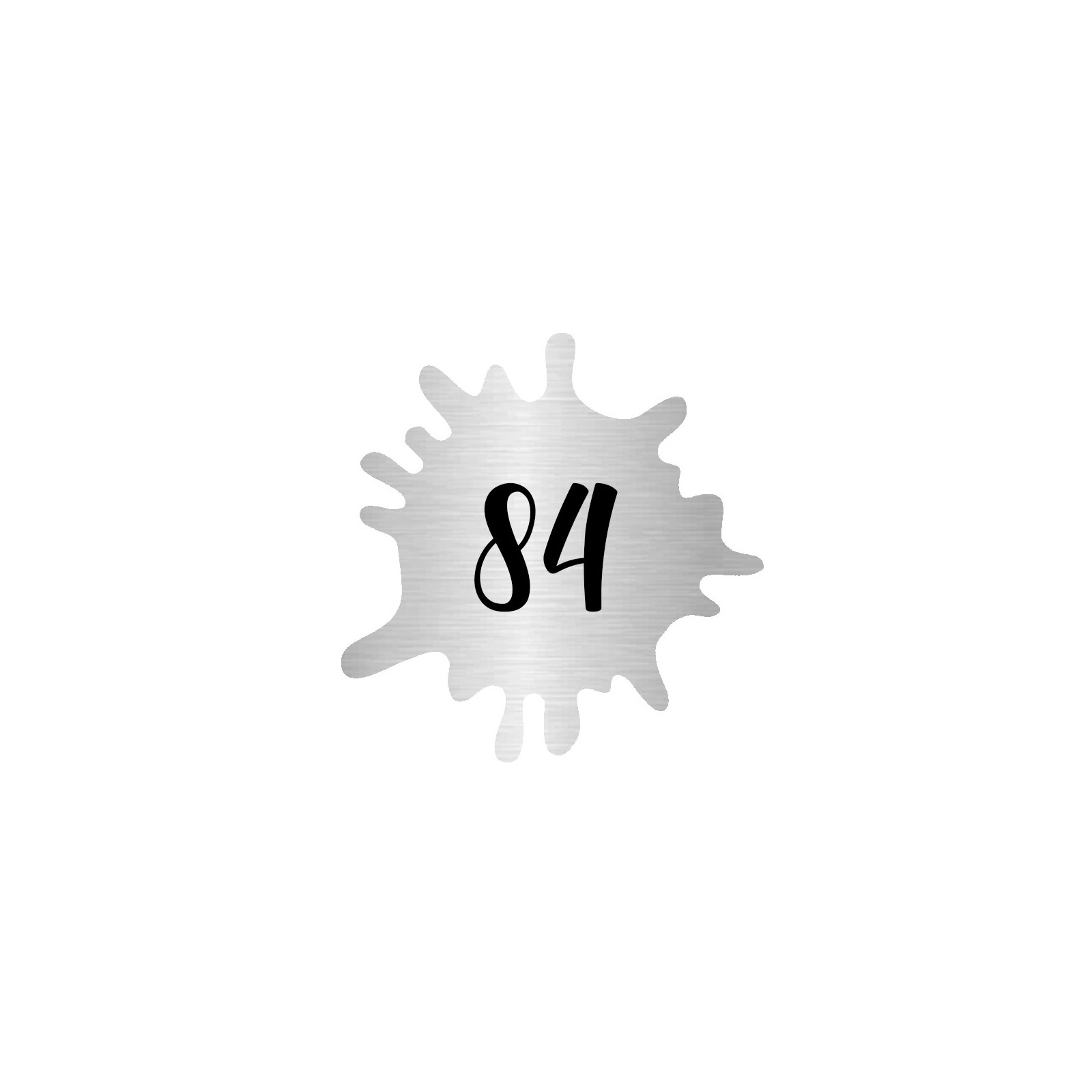 Numéro fantaisie personnalisable pour boite aux lettres couleur argent brossé chiffres noirs - Modèle Splash