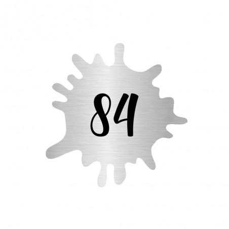 Numéro fantaisie personnalisable pour boite aux lettres couleur argent brossé chiffres noirs - Modèle Splash