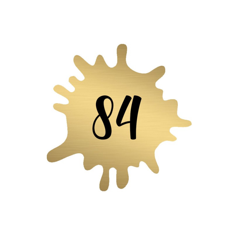Numéro fantaisie personnalisable pour boite aux lettres couleur or brossé chiffres noirs - Modèle Splash Numéro fantaisie personnalisable pour boite aux lettres couleur or brossé chiffres noirs - Modèle Splash